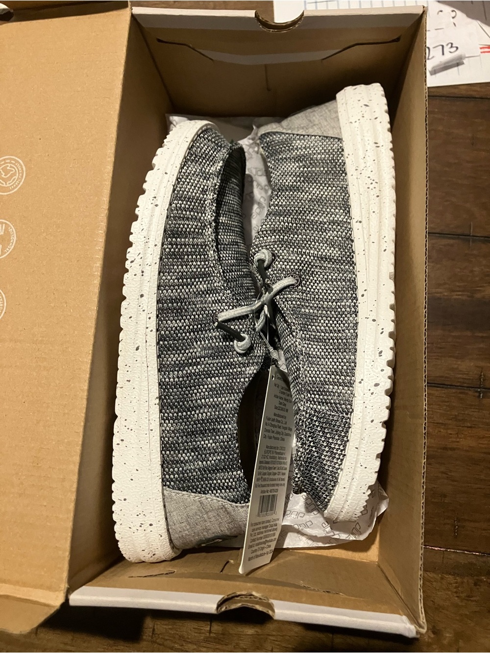 Women’ Hey Dudes Casual Knit Sneakers in Grey - Lightweight Everyday Shoe Sz 6